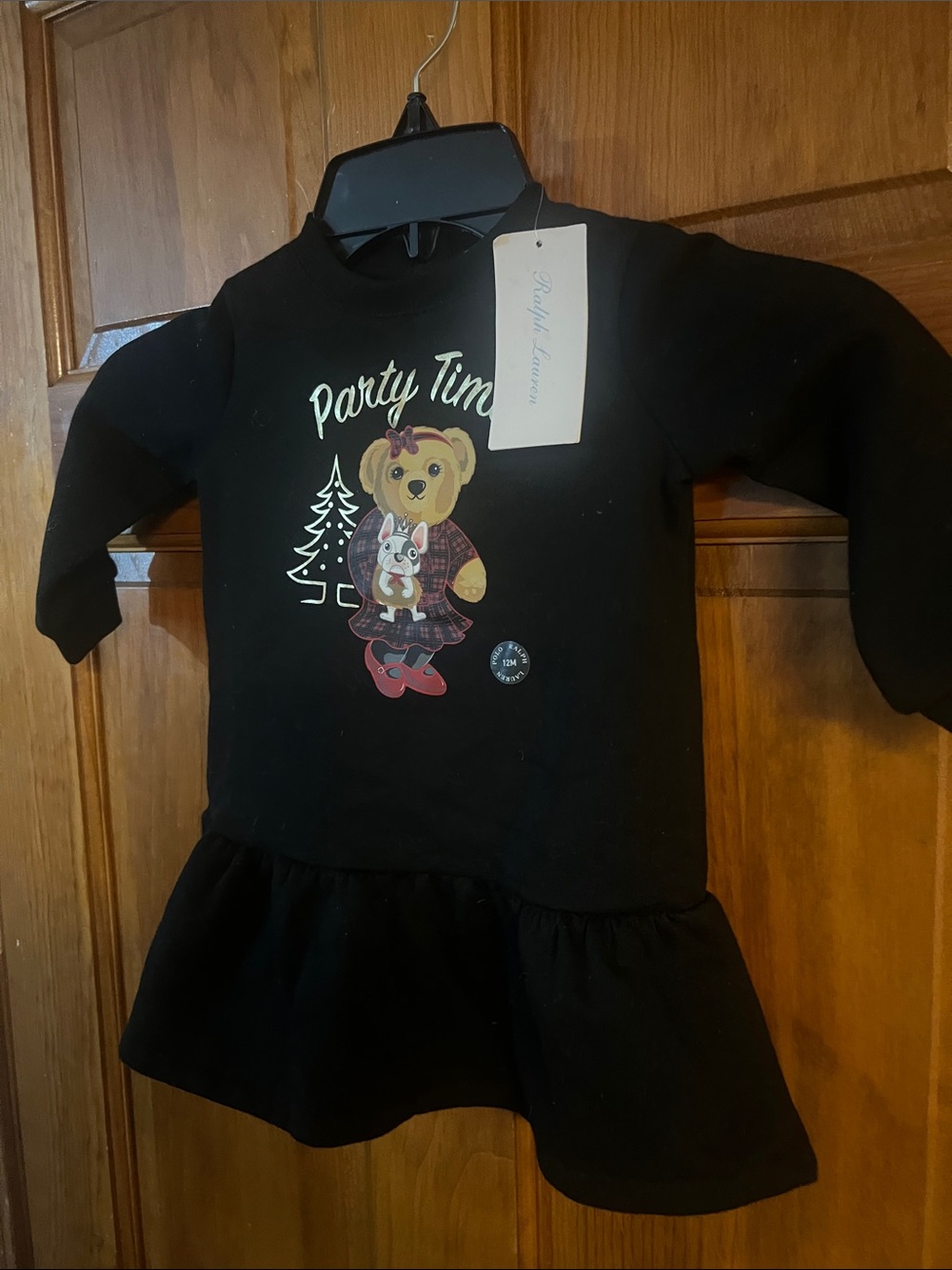 New Polo Ralph Lauren Sweatshirt Dress Teddy Bear 12M NWT